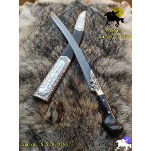 Boynuz Kabze Damascus Yatağan Kılıcı (Koleksiyoner)